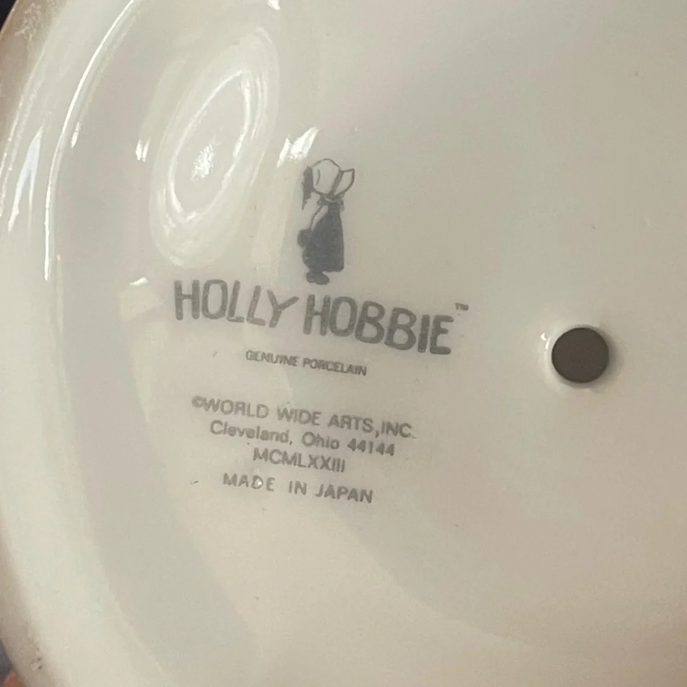 Vtg 1973 Holly Hobbie Porcelain Toothbrush Holder & Trinket Tray/Soap Dish